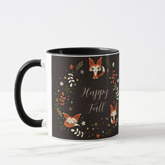 Fall Foxes with customizable text マグカップ (左)
