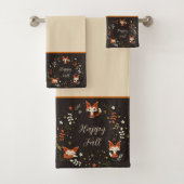 Fall Foxes with customizable text  Bath Towel Set バスタオルセット (インサイチュ)