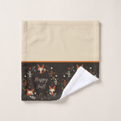 Fall Foxes with customizable text  Bath Towel Set バスタオルセット (ウォッシュタオル)