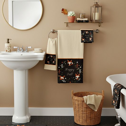Fall Foxes with customizable text  Bath Towel Set バスタオルセット