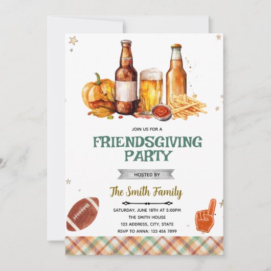Fall Friends Food and Football invitation 招待状 (正面)