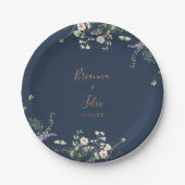 Fall Garden Wildflower Minimalist Wedding Cake ペーパープレート (正面)