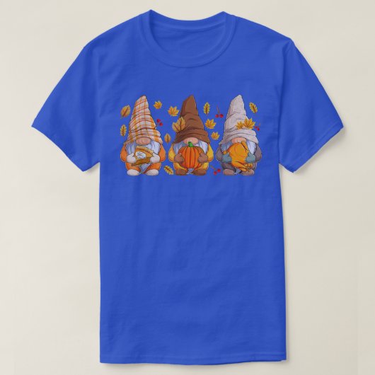 Fall Gnomes Pumpkin Autumn Leaves Halloween Thanks Tシャツ (デザイン正面)