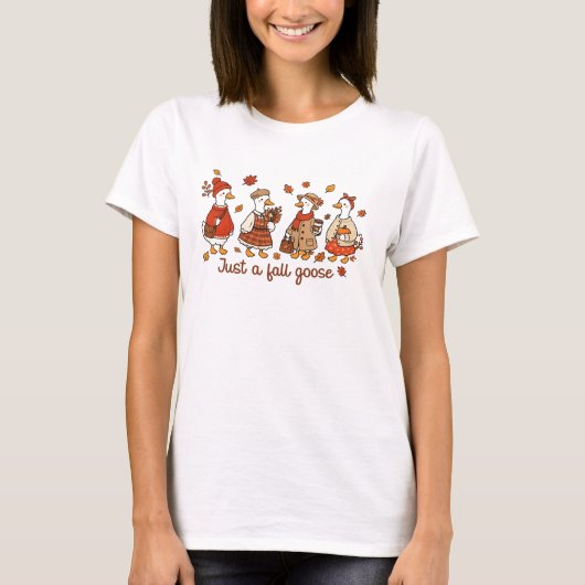 Fall Goose Shirt | 可愛い秋のTシャツ Tシャツ (正面)