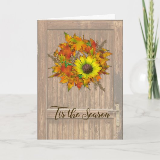 Fall Greeting Card with Autumn Wreath カード (正面)