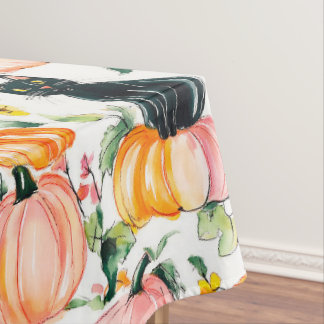 Fall Halloween Black Cats and Pumpkin Design テーブルクロス