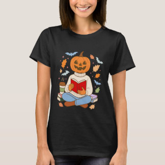 Fall Halloween Jacolantern Pumpkin Book Lover Tee Tシャツ