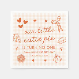 Fall Hand Drawn A Little Cutie Pie 1st Birthday スタンダードカクテルナプキン