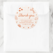 Fall Hand Drawn A Little Cutie Pie 1st Birthday ラウンドシール (バッグ)