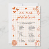 Fall Hand Drawn Animal Gestation Baby Shower Game 招待状 (正面)