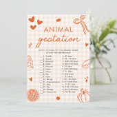 Fall Hand Drawn Animal Gestation Baby Shower Game 招待状 (スタンド正面)