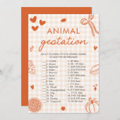 Fall Hand Drawn Animal Gestation Baby Shower Game 招待状 (正面/裏面)