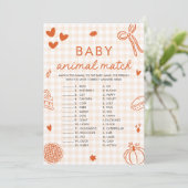 Fall Hand Drawn Baby Animal Match Baby Shower Game 招待状 (スタンド正面)