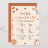Fall Hand Drawn Baby Animal Match Baby Shower Game 招待状 (正面/裏面)