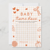 Fall Hand Drawn Baby Name Race Baby Shower Game 招待状 (正面)