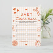 Fall Hand Drawn Baby Name Race Baby Shower Game 招待状 (スタンド正面)
