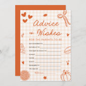 Fall Hand Drawn Baby Shower Advice and Wishes Game 招待状 (正面/裏面)