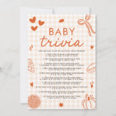 Fall Hand Drawn Baby Shower Baby Trivia Game 招待状 (正面)