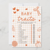 Fall Hand Drawn Baby Traits Baby Shower Game 招待状 (正面)