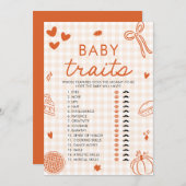 Fall Hand Drawn Baby Traits Baby Shower Game 招待状 (正面/裏面)