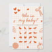 Fall Hand Drawn Cutie Pie Who Is My Baby Game 招待状 (正面)