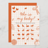 Fall Hand Drawn Cutie Pie Who Is My Baby Game 招待状 (正面/裏面)