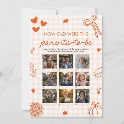 Fall Hand Drawn How Old Were The Parents Game 招待状 (正面)