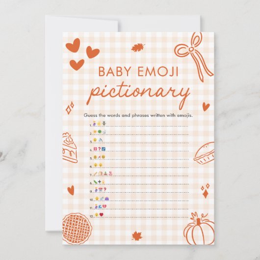 Fall Hand Drawn Italian Baby Emoji Pictionary Game 招待状 (正面)