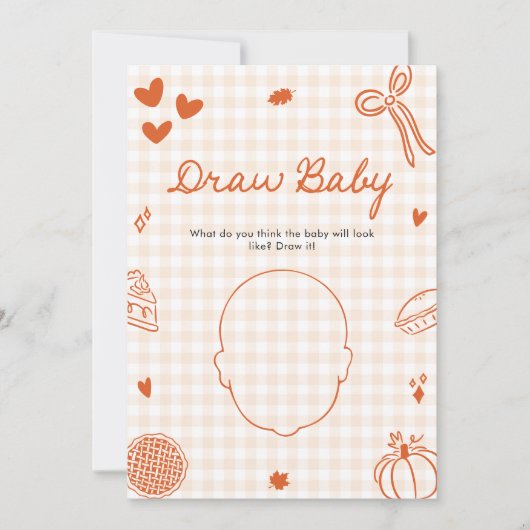 Fall Hand Drawn Italian Baby Shower Draw Baby Game 招待状 (正面)