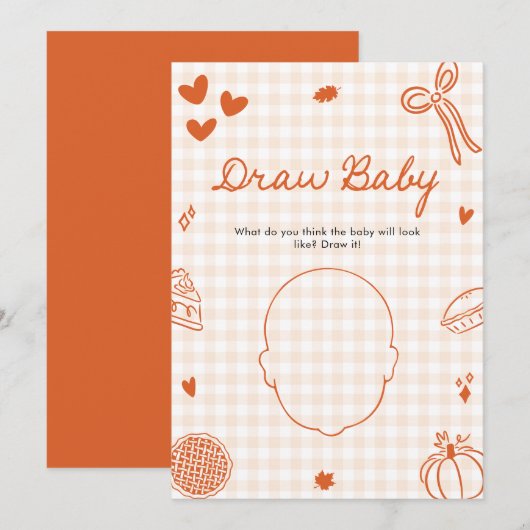 Fall Hand Drawn Italian Baby Shower Draw Baby Game 招待状 (正面/裏面)