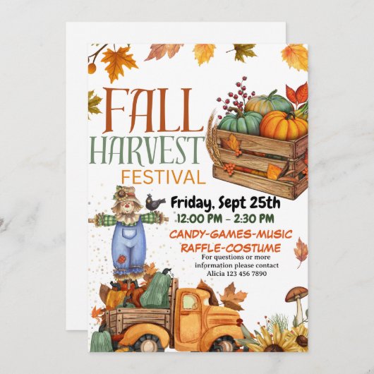 Fall Harvest Festival Invitation Card 招待状 (正面/裏面)