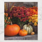Fall Harvest Tablescape - Autumn Pumpkins Flowers ワインラベル (シングルラベル)