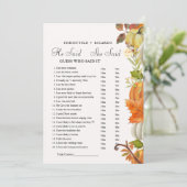 Fall   He said she said Bridal shower game card 案内状 (スタンド正面)