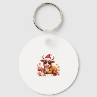 Fall Highland Cow Pumpkin Bow Christmas Girls Kids キーホルダー