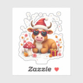 Fall Highland Cow Pumpkin Bow Christmas Girls Kids シール (シート)