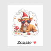 Fall Highland Cow Pumpkin Bow Christmas Girls Kids シール (シート)