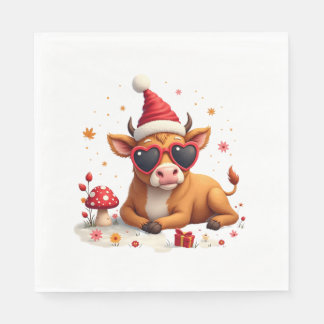 Fall Highland Cow Pumpkin Bow Christmas Girls Kids スタンダードランチョンナプキン