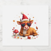 Fall Highland Cow Pumpkin Bow Christmas Girls Kids スパークリングワインラベル (シングルラベル)