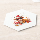 Fall Highland Cow Pumpkin Bow Christmas Girls Kids ペーパーコースター (アングル)