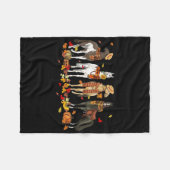 Fall Horse Thanksgiving Horse Autumn Leaves Wester フリースブランケット (正面(横))