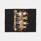 Fall Horse Thanksgiving Horse Autumn Leaves Wester フリースブランケット (正面(横))