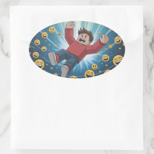 Fall in bubble  楕円形シール (バッグ)