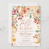 Fall In Love フラワー ラスティック アースカラー 結婚前パーティー 招待状 (正面)