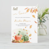 Fall in Love ベビーシャワー - 秋のカボチャの葉 招待状 (スタンド正面)