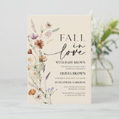 Fall in Love ベージュの野の花のベビーシャワー 招待状 (スタンド正面)