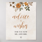 Fall in Love | Advice & Wishes Bridal Shower Sign ポスター (正面)