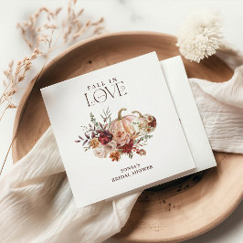 'Fall In Love' Autumn Blooms Pumpkin Bridal Shower スタンダードカクテルナプキン