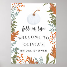 Fall In Love Autumn Bridal Shower Welcome Sign