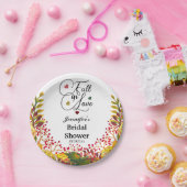 Fall in Love Autumn Floral Bridal Shower ペーパープレート (パーティー)