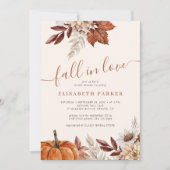 Fall in love autumn floral ivory bridal shower 招待状 (正面)